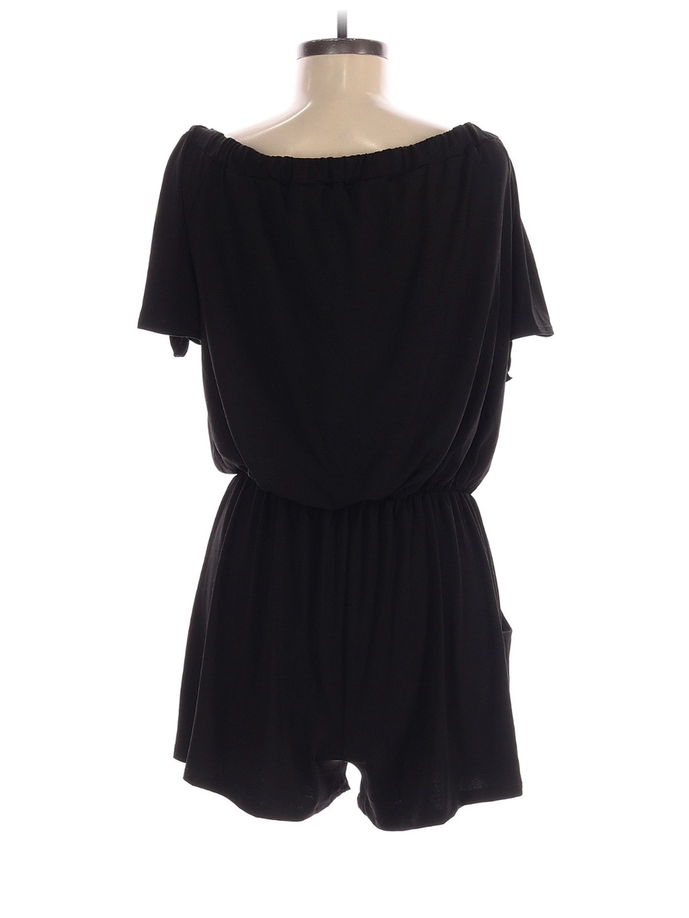 Black Off-Shoulder Short Romper - Picture 2 of 5